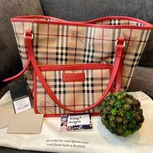 ❌SOLD❌Burberry Canterbury Tote w/ Cadmium Red trim